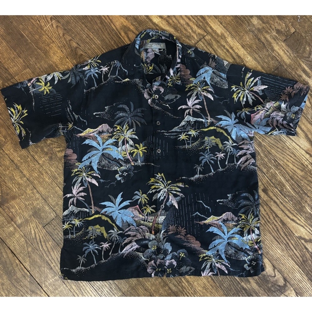 Vintage Tori Richard Mens Button-Up Short Sleeve Hawaiian Leaves Shirt‎ XL